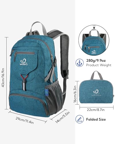 Waterfly, ultraleichter, faltbarer Rucksack, 20 l, Unisex, Blaugrün