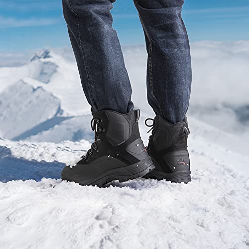 NORTIV 8 Men's Black Waterproof Winter Snow Boots