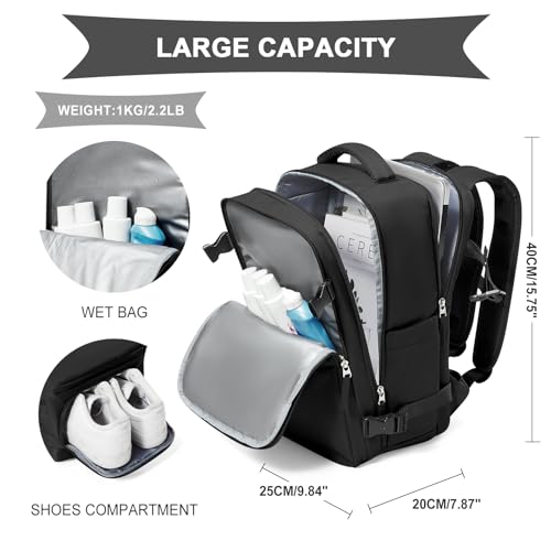 SZLX, Ryanair Handgepäck 40x20x25 Rucksack, Schwarz