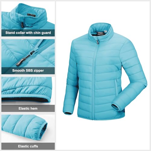 Outdoor Ventures, chaqueta ligera de invierno para mujer, cálida, plegable, azul claro