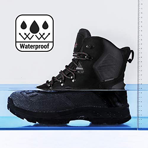 NORTIV 8 Men's Black Waterproof Winter Snow Boots