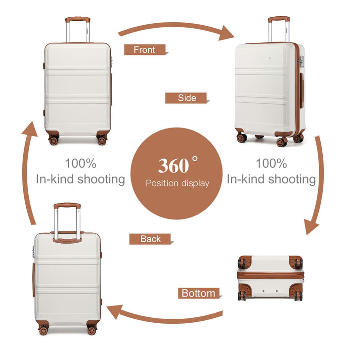 Kono, maleta de cabina rígida con 4 ruedas y cerradura de combinación (Crema Claro)