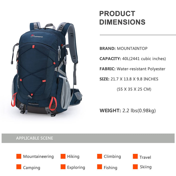 MOUNTAINTOP, mochila de senderismo de 40 l, unisex, azul-naranja