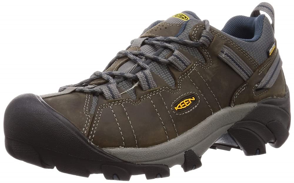 KEEN, Men's Targhee 2 Low Height Waterproof Hiking Shoes, Gargoyle/Midnight Navy