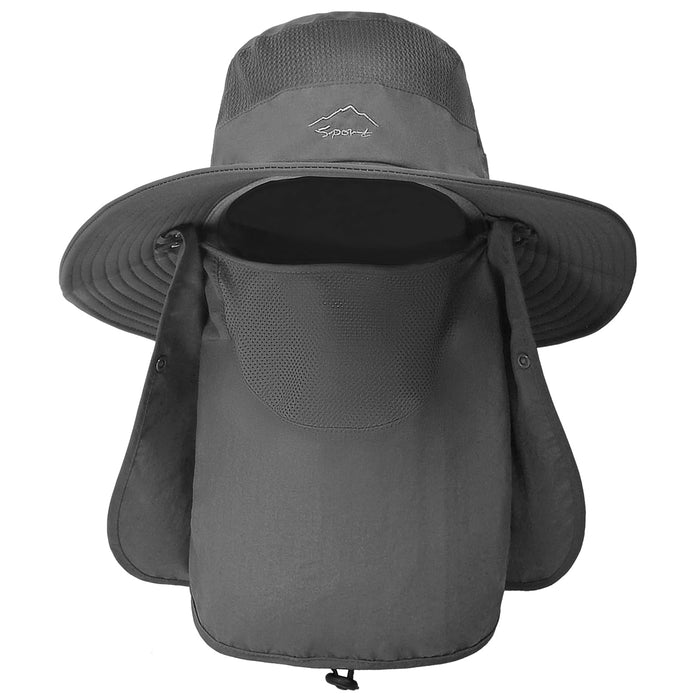 TAGVO, sombrero de sol con protección para el cuello, cara desmontable, unisex, gris oscuro