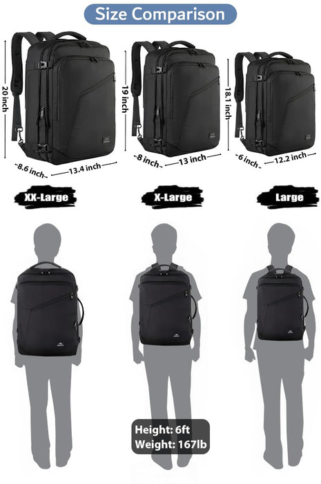 MATEIN, Travel Backpack Expandable, 40L, Extra Large, Unisex, Black