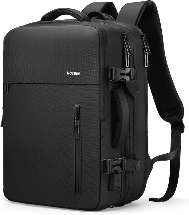 HOMIEE Handgepäck Reiserucksack, Supergroß Laptop Rucksack Erweiterbar Diebstahlsicher Wasserabweisend Daypack Flug Genehmigt Backpack Kabinenrucksack Bordgepäck Rucksack (Schwarz, 40L)