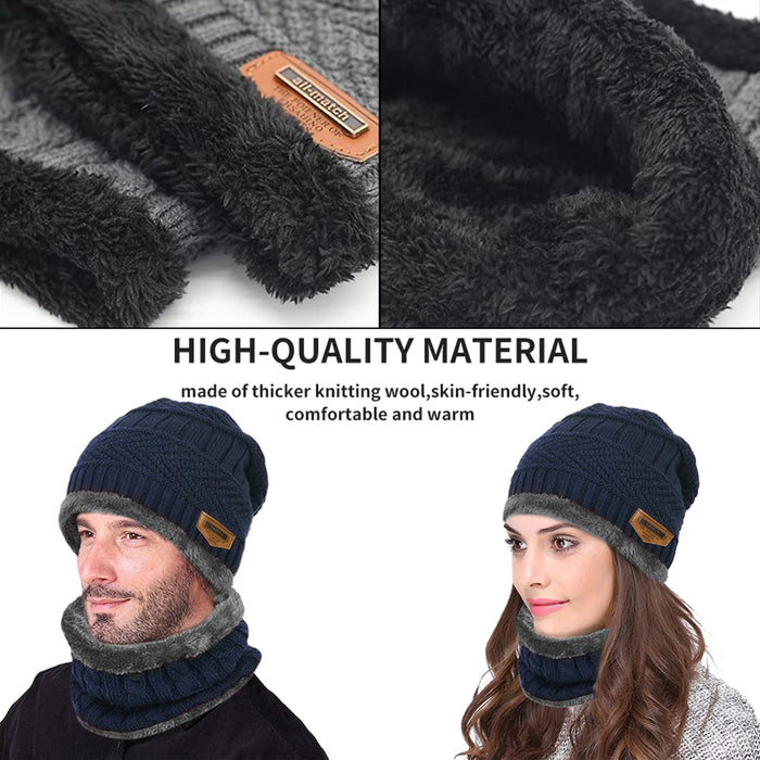 Aisprts, gorro invierno con bufanda, unisex, azul