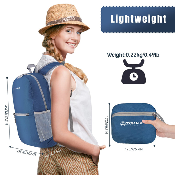 Zomake, Ultralight Packable Backpack, 20L, Navy Blue