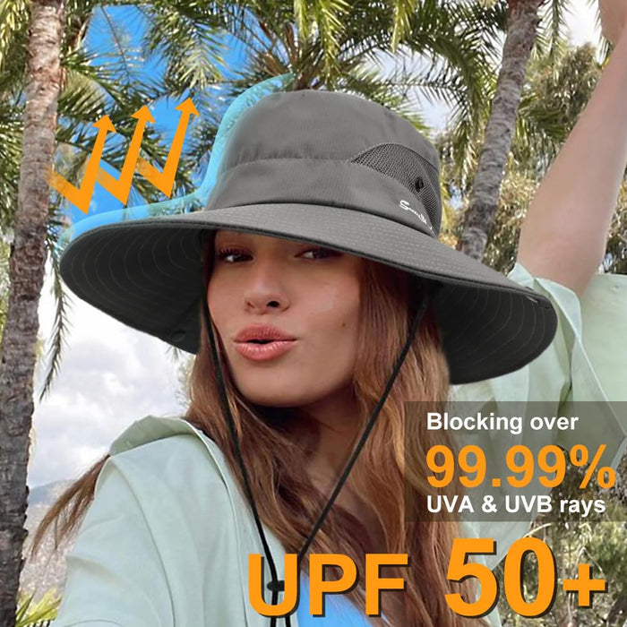 DRESHOW, sombrero de mujer para el sol, UV protección, plegable, gris oscuro