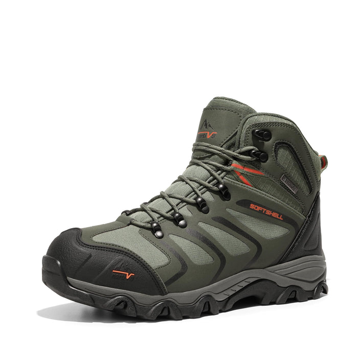 NORTIV 8, Men's Ankle High Waterproof Hiking Boots, Army/Green/Black/Orange