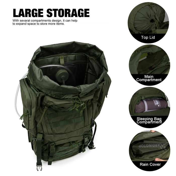 Mardingtop, mochila de senderismo táctica militar de 60 litros, verde militar