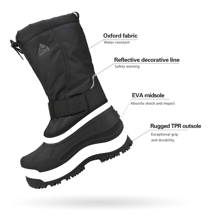 NORTIV 8, Men's Snow Boots Waterproof Winter Insulated, Black