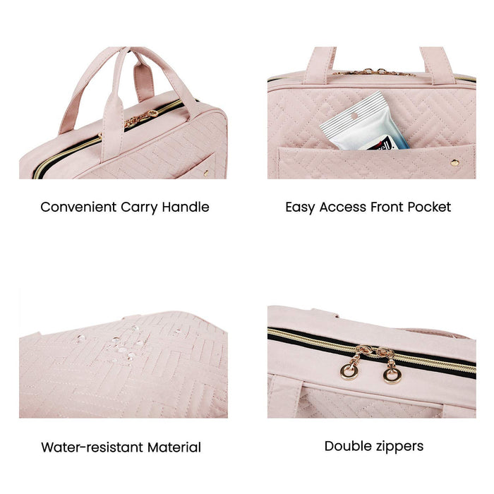 BAGSMART Travel Toiletry Bag with Hanging Hook (Baby Pink, Medium)