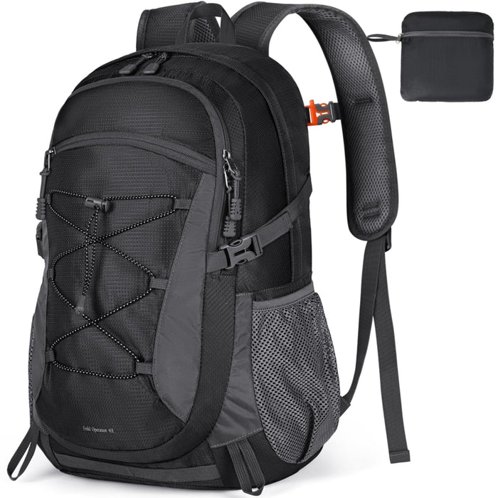 RAINSMORE, mochila plegable de senderismo 40 litros, unisex, negra