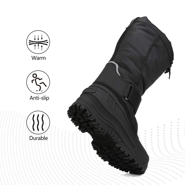 NORTIV 8, Men's Snow Boots Waterproof Winter Insulated, Black