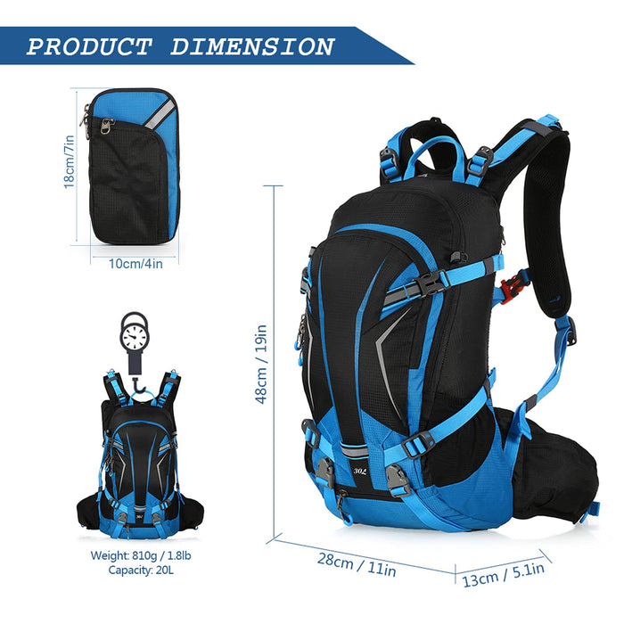 TOMSHOO, mochila de senderismo de 20 l, unisex, azul