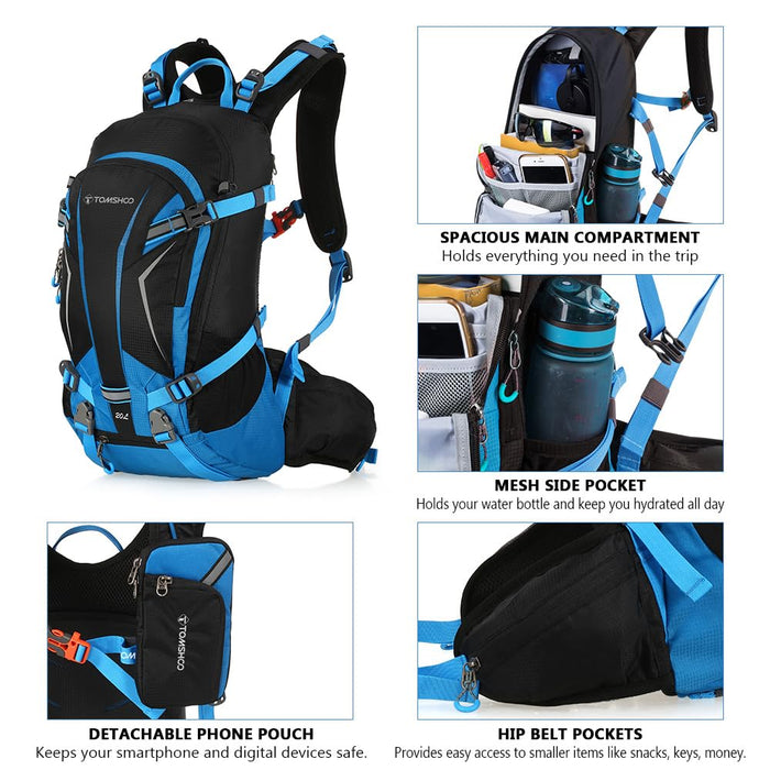 TOMSHOO, mochila de senderismo de 20 l, unisex, azul