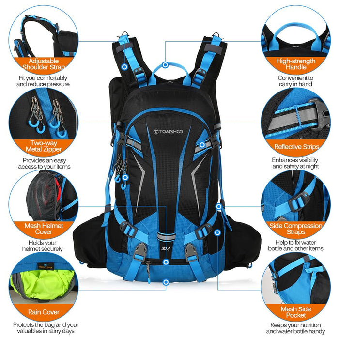 TOMSHOO, mochila de senderismo de 20 l, unisex, azul