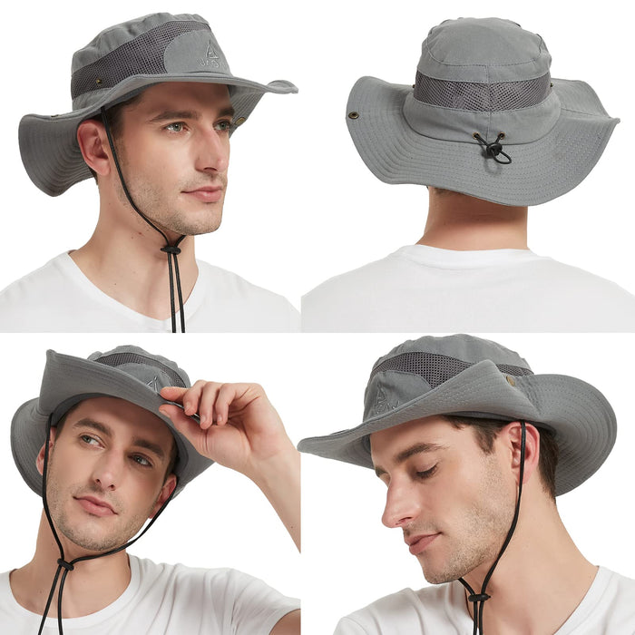 Bigoco, sombrero de hombre para el sol, protección UV, gris claro