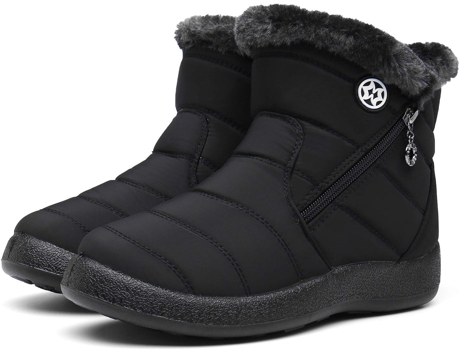 Gaatpot, botas para mujer de nieve, forradas con pelo, antideslizantes, negro