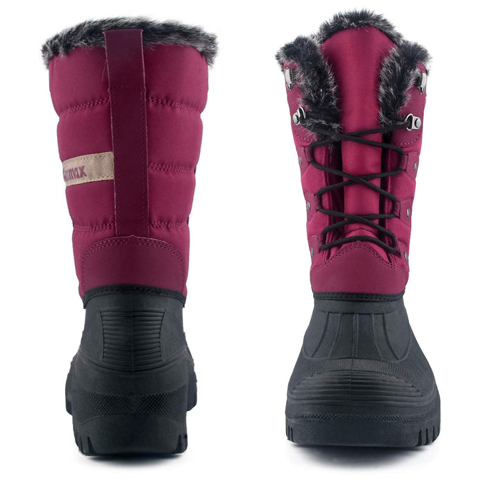 Knixmax, botas de nieve para mujer con forro térmico impermeable antideslizante, rojo vino