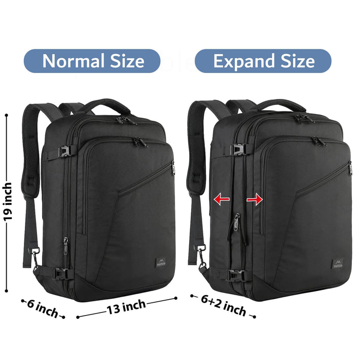 MATEIN, Travel Backpack Expandable, 40L, Extra Large, Unisex, Black