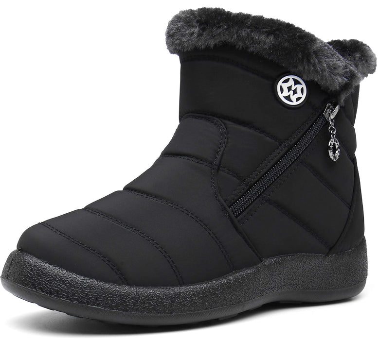 Gaatpot, botas para mujer de nieve, forradas con pelo, antideslizantes, negro