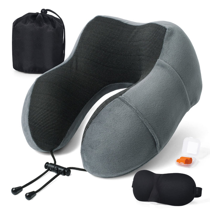 Somlaw, almohada de viaje para cuello con máscara de ojos, tapones y bolsa