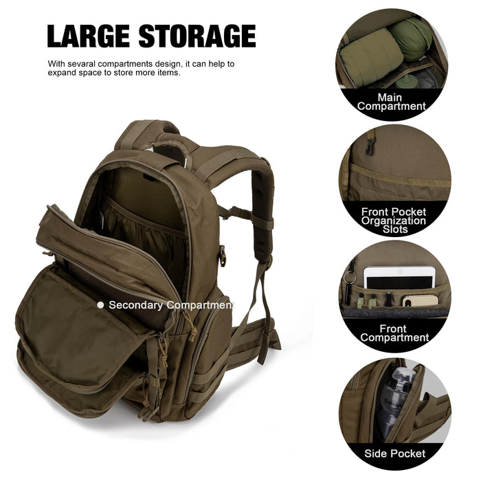 Mardingtop, 40L, Mochila Militar Táctica, Caqui