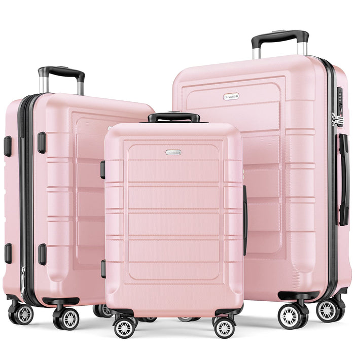 SHOWKOO, juego de maletas de viaje 3 piezas rígidas trolley (M, L, XL- Rosa)