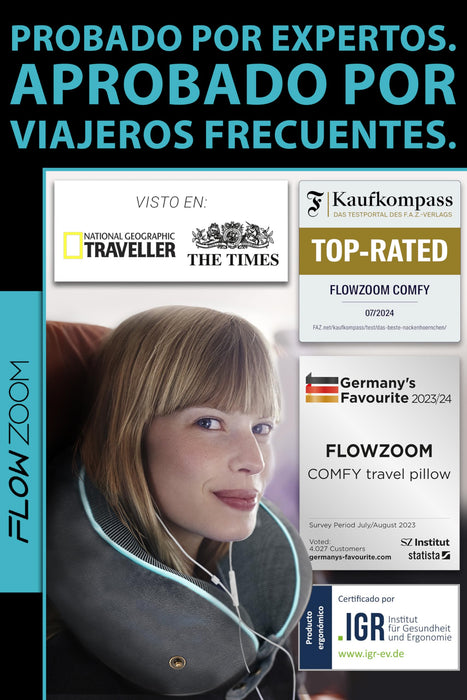 FLOWZOOM, comfy almohada de viaje, gris