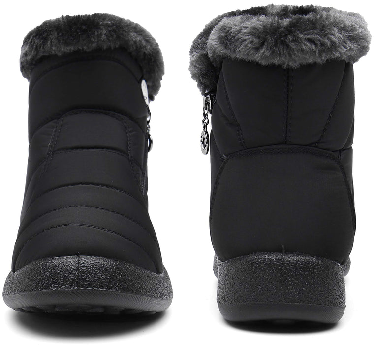 Gaatpot, botas para mujer de nieve, forradas con pelo, antideslizantes, negro