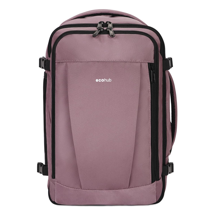 ECOHUB Rucksack 40x20x25 Ryanair Handgepäck 13 Taschen Reiserucksack Flugzeug Carry-ons Wasserdichter Rucksack Damen Klein PET-Recycelte Umweltfreundliche 20L,Patentiert(Rosa)