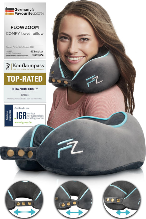 FLOWZOOM, comfy almohada de viaje, gris