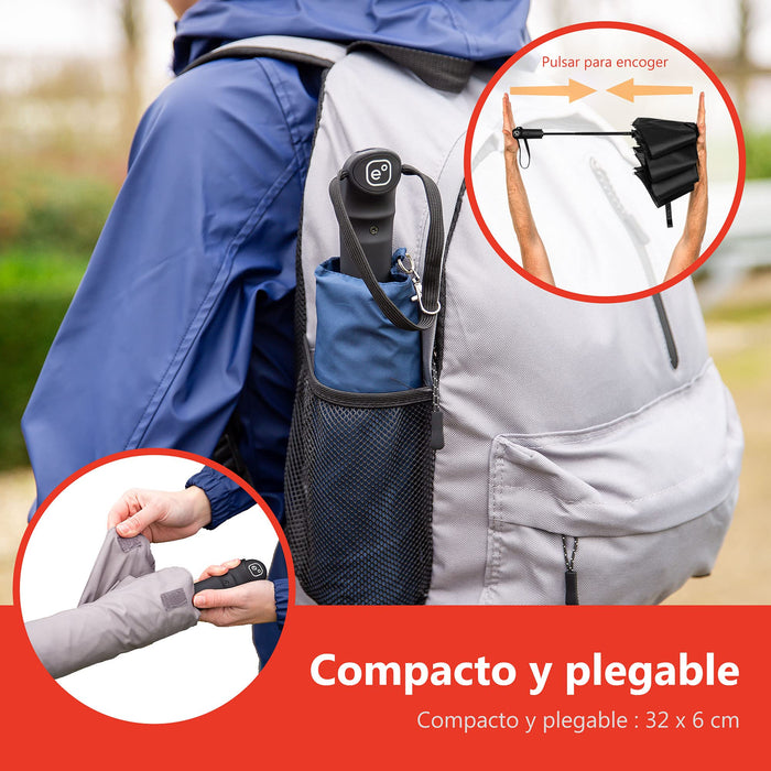 Ergonauts, paraguas de viaje de doble cubierta a prueba de viento, negro