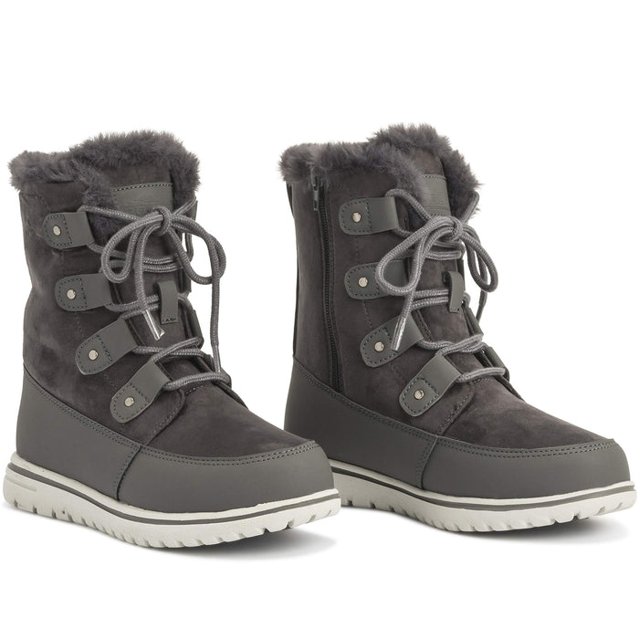 Polar Boot, mujer acolchada piel sintética, impermeables, gris ante