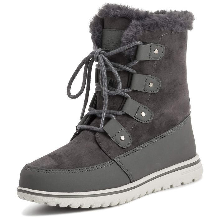 Polar Boot, mujer acolchada piel sintética, impermeables, gris ante