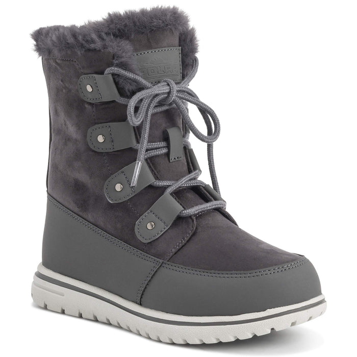 Polar Boot, mujer acolchada piel sintética, impermeables, gris ante