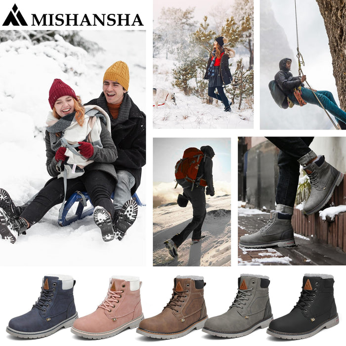 Mishansha, botas de nieve unisex antideslizantes, negros