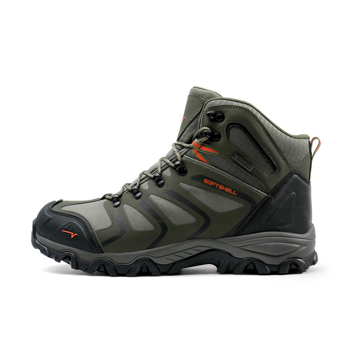 NORTIV 8, Men's Ankle High Waterproof Hiking Boots, Army/Green/Black/Orange