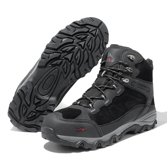 NORTIV 8, Men's Hiking Boots Waterproof Trekking, Black