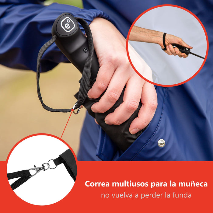 Ergonauts, paraguas de viaje de doble cubierta a prueba de viento, negro