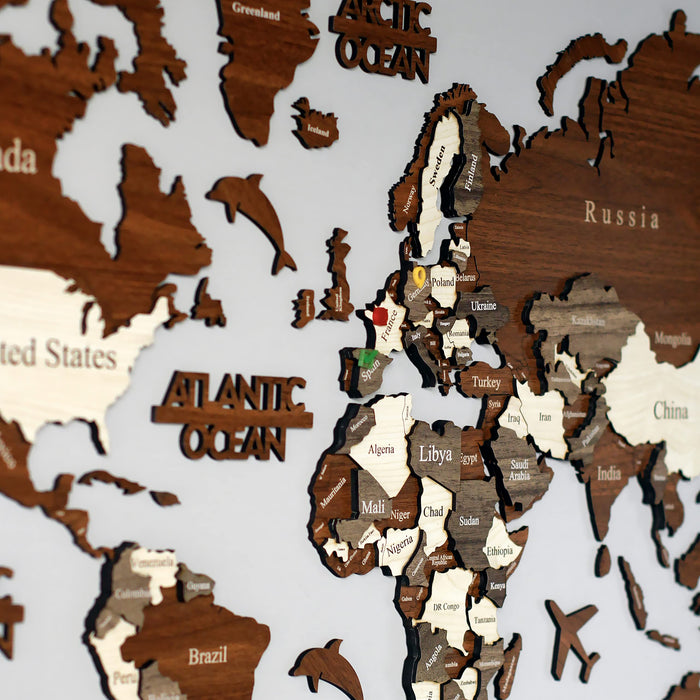 Iwa Concept, mapa del mundo de madera 3D para pared