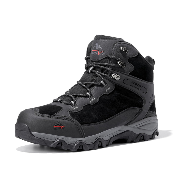 NORTIV 8, Men's Hiking Boots Waterproof Trekking, Black