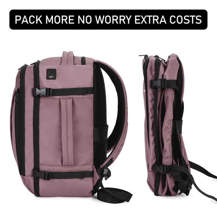 ECOHUB Rucksack 40x20x25 Ryanair Handgepäck 13 Taschen Reiserucksack Flugzeug Carry-ons Wasserdichter Rucksack Damen Klein PET-Recycelte Umweltfreundliche 20L,Patentiert(Rosa)