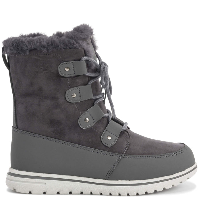 Polar Boot, mujer acolchada piel sintética, impermeables, gris ante