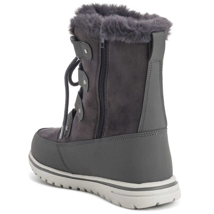 Polar Boot, mujer acolchada piel sintética, impermeables, gris ante