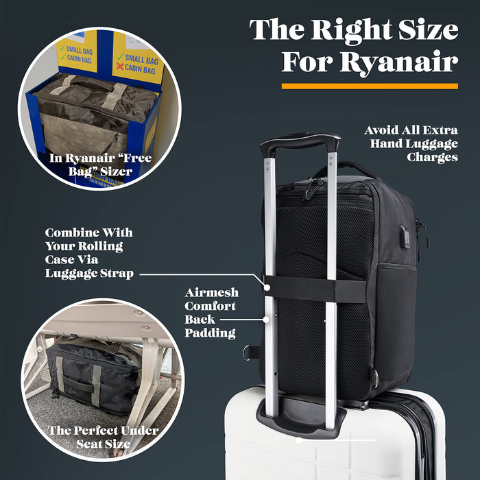 Cabin Max® Manhattan Stowaway XL - Ryanair Cabin Bags 40x20x25 20L Perfect Fit for Smaller Airline Luggage Restrictions