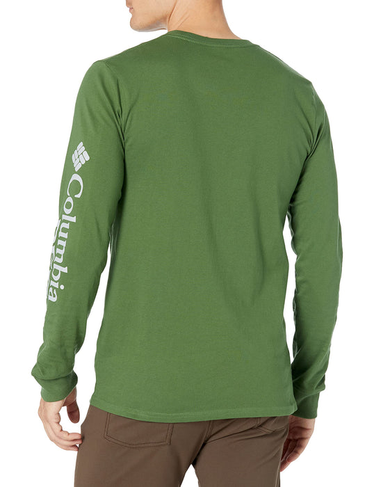 Columbia Mens Long Sleeve T-Shirt, Moss with Cirrus Grey